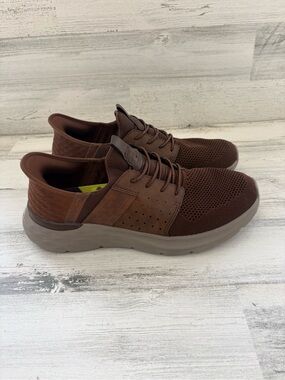Skechers Men’s Size 10 Garner-Newick Slip-Ins Shoes In Brown Stretch Laces